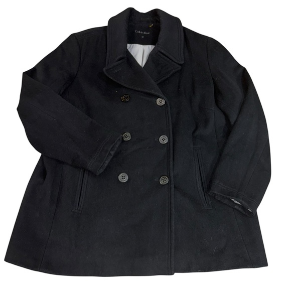 Calvin Klein black wool cashmere blend double breasted coat women’s 1X - Picture 2 of 7